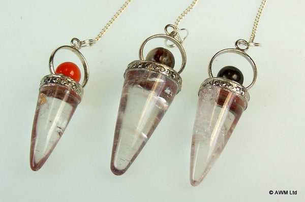 Rock Crystal Cone & Silver Ring Pendulum