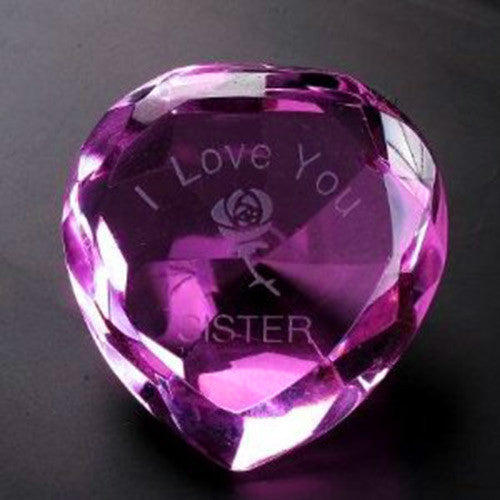 I Love You Sister & Pink Crystal Heart