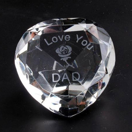 I Love You Dad & Rose Clear Crystal Heart