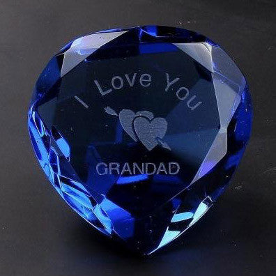 I Love you Grandad & Rose Blue Crystal Heart
