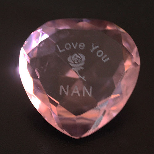 I Love You Nan & Rose Pink Crystal Heart