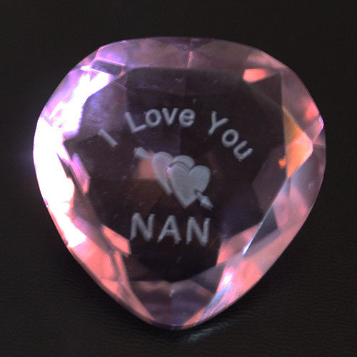 I Love you Nan And Heart Pink Crystal Heart