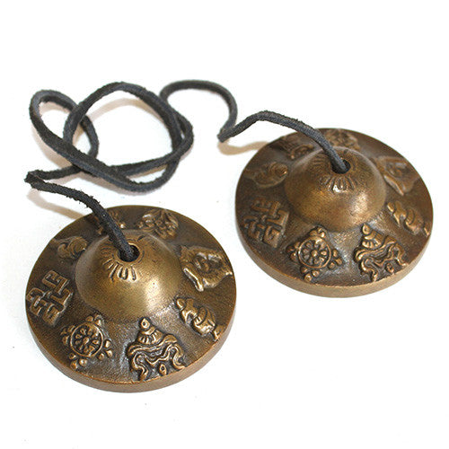 Brass Mini Tingsha - Mazira 8 Lucky Signs