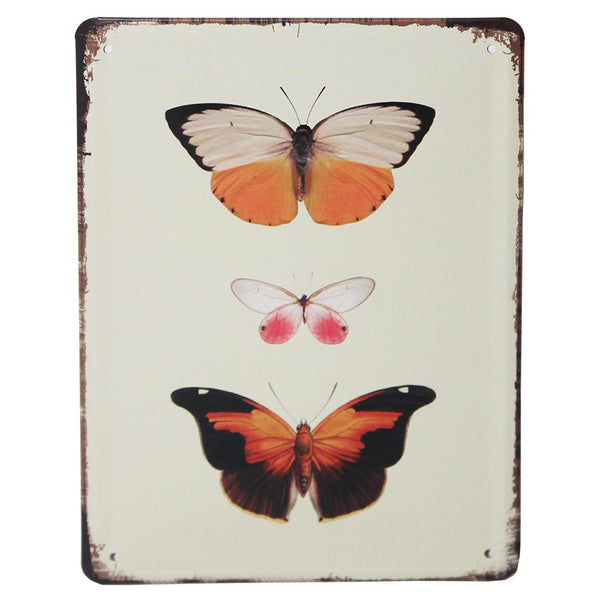 Metal Plaque - Orange Butterflies