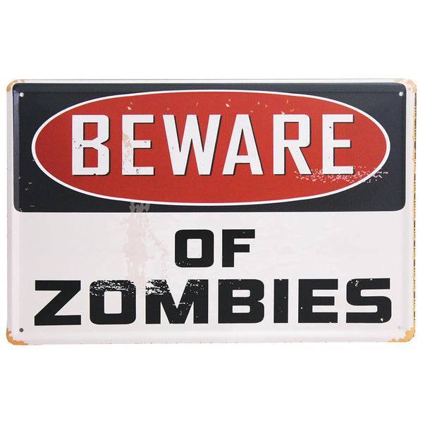 Metal Plaque - Beware of Zombies