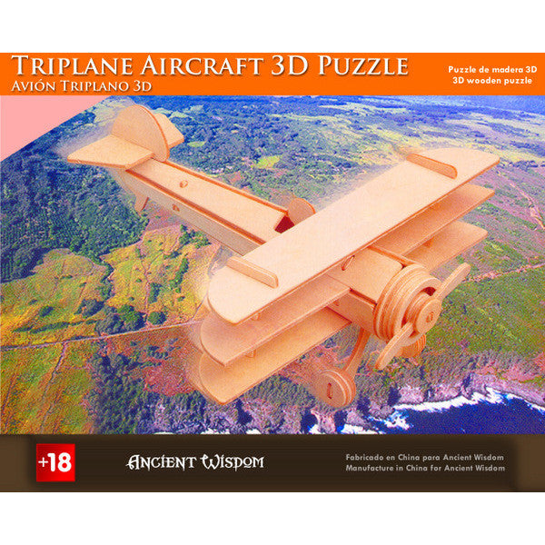 Triplane Aircraft - 3D Wooden Puzzle