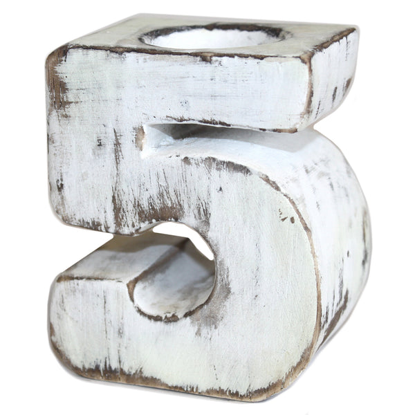 Wooden Birthday Number Candle Holder - No. 5