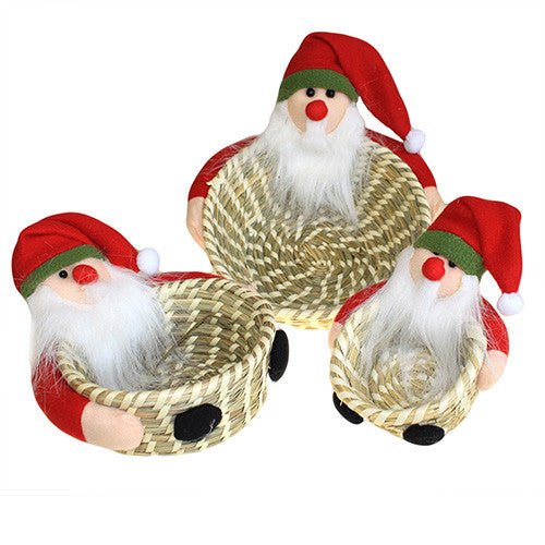Set of 3 Watergrass Baskets - Father Christmas