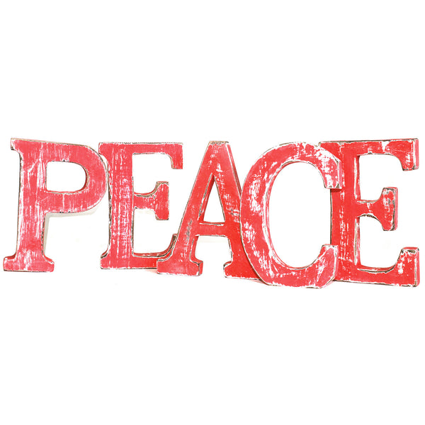 Shabby Chic Letters Red Wash - PEACE